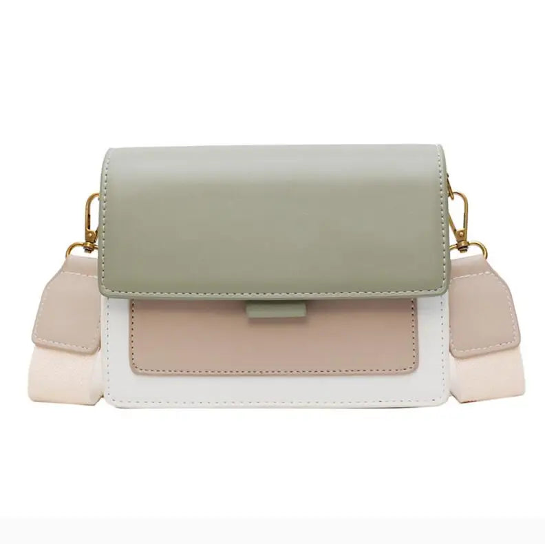 Contrast color Leather Crossbody