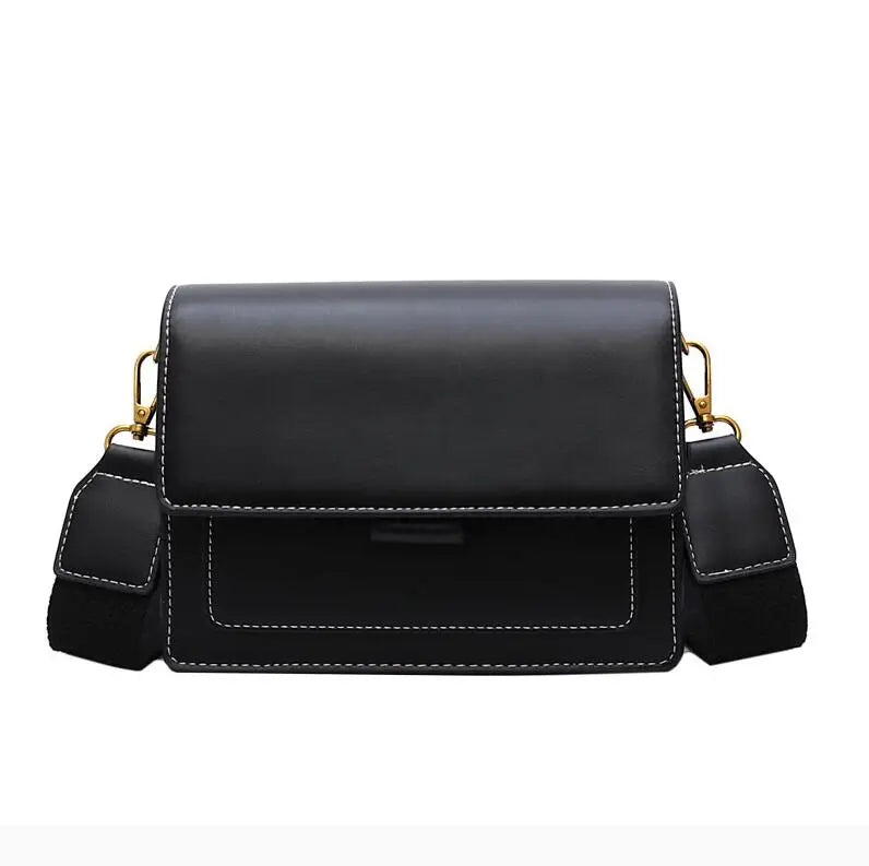 Contrast color Leather Crossbody