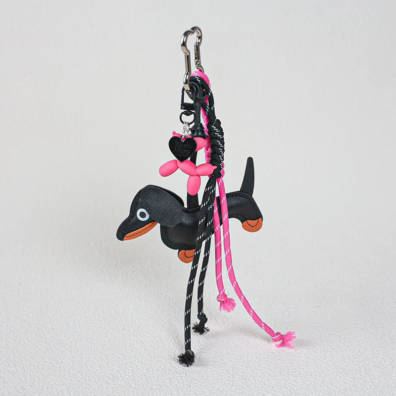 Handmade Keychain Woven Rope Sausage Dog Bag