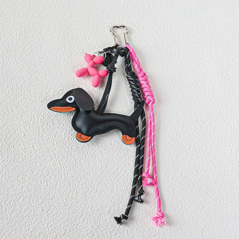 Handmade Keychain Woven Rope Sausage Dog Bag