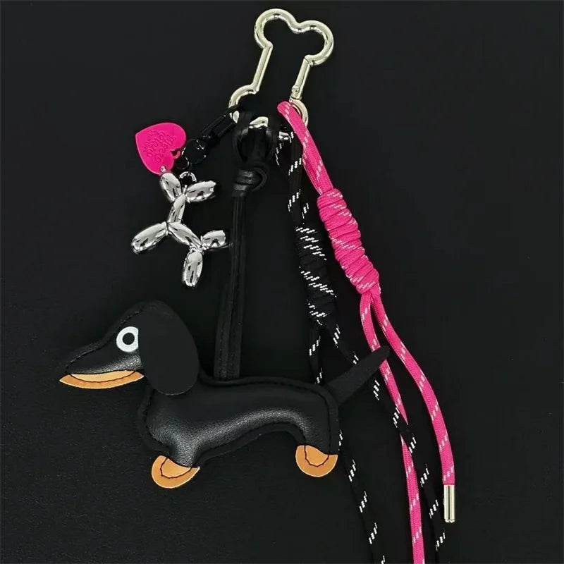 Handmade Keychain Woven Rope Sausage Dog Bag