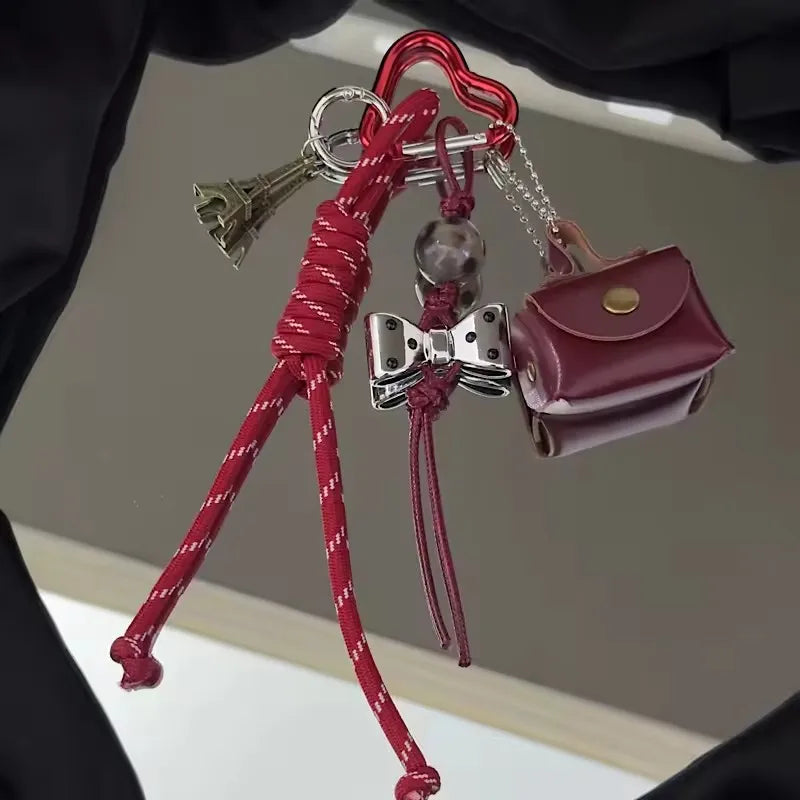 PU Leather Rope Keychain Bow Cute Heart